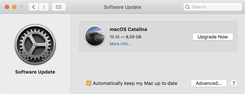 Catalina upgrade prompt in macOS Mojave